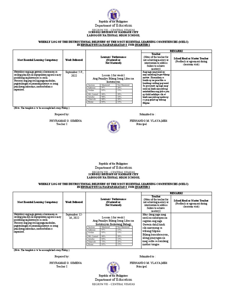 weekly-log-template-esp-pdf-linguistics-philippines