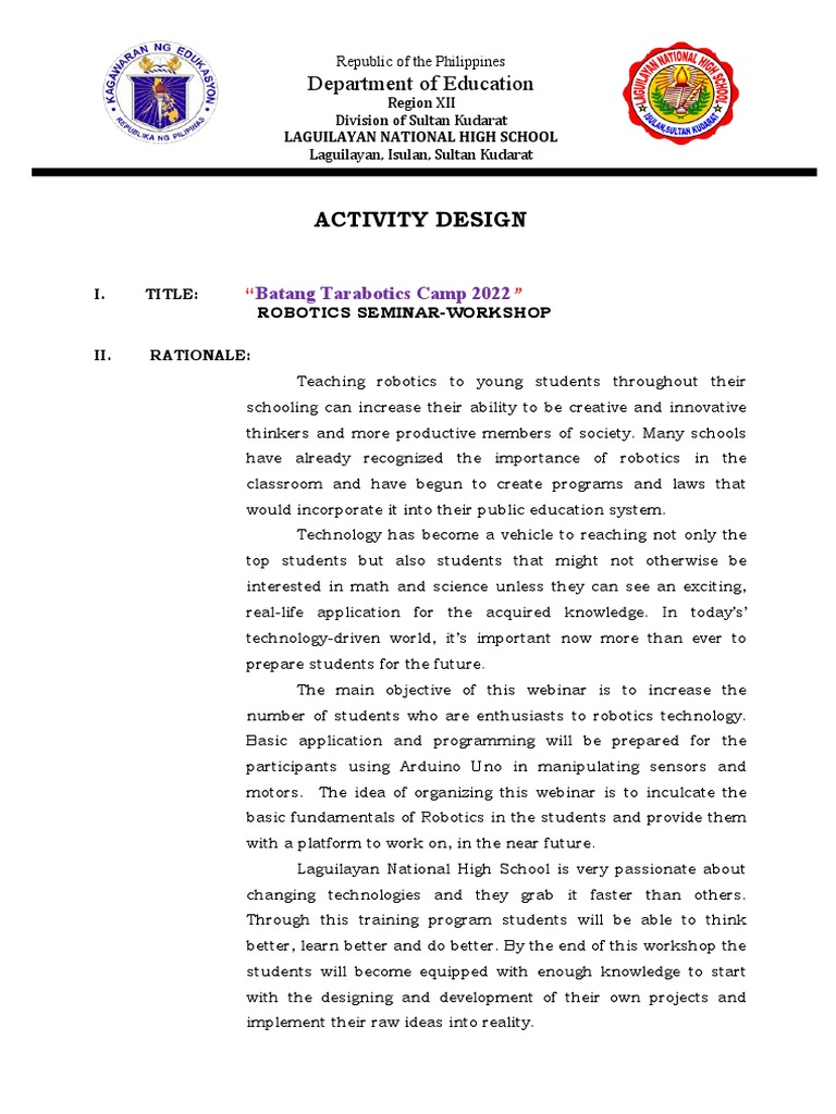 Activity Design Robotics | PDF