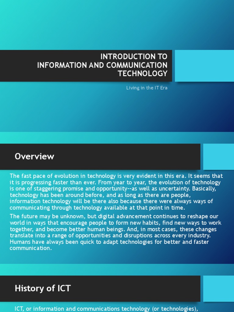01 Introduction To Information And Communication Technology PDF
