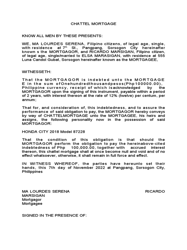 Chattel Mortgage PDF