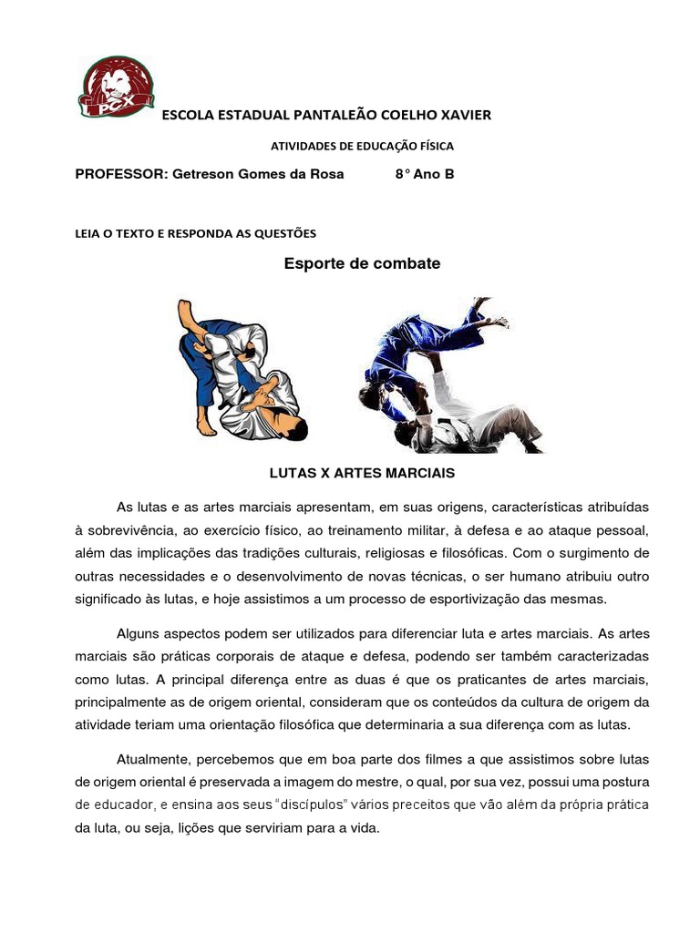 Diferenças entre Lutas e Artes Marciais | PDF | Humano