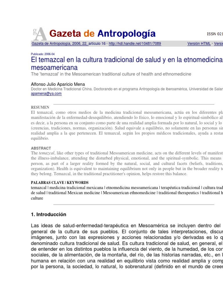 El temazcal en la salud tradicional | PDF