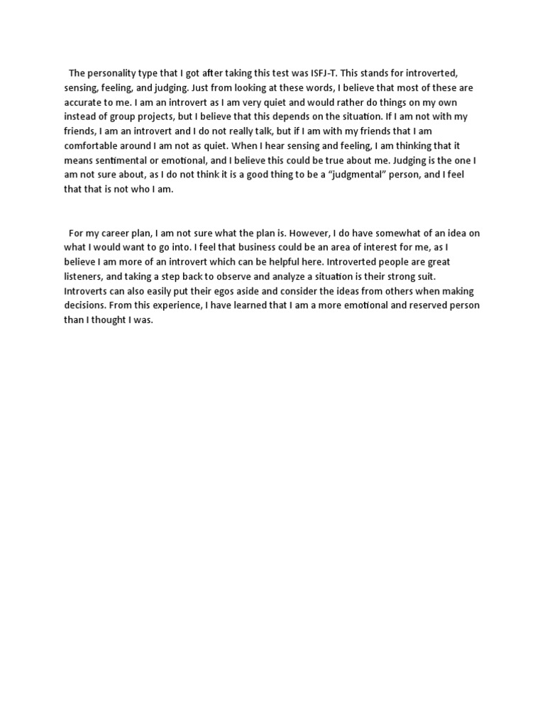 Personality Test Assignment | PDF | Self-Improvement