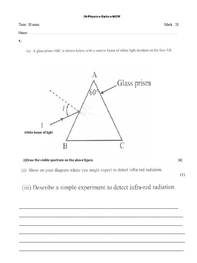 IXPhysicsOpticsWorksheet PDF