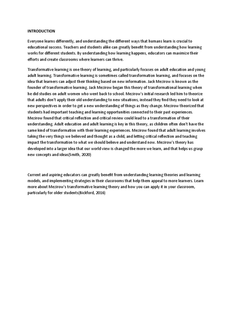 Transformative Learning Pdf Learning Learning Theory Education
