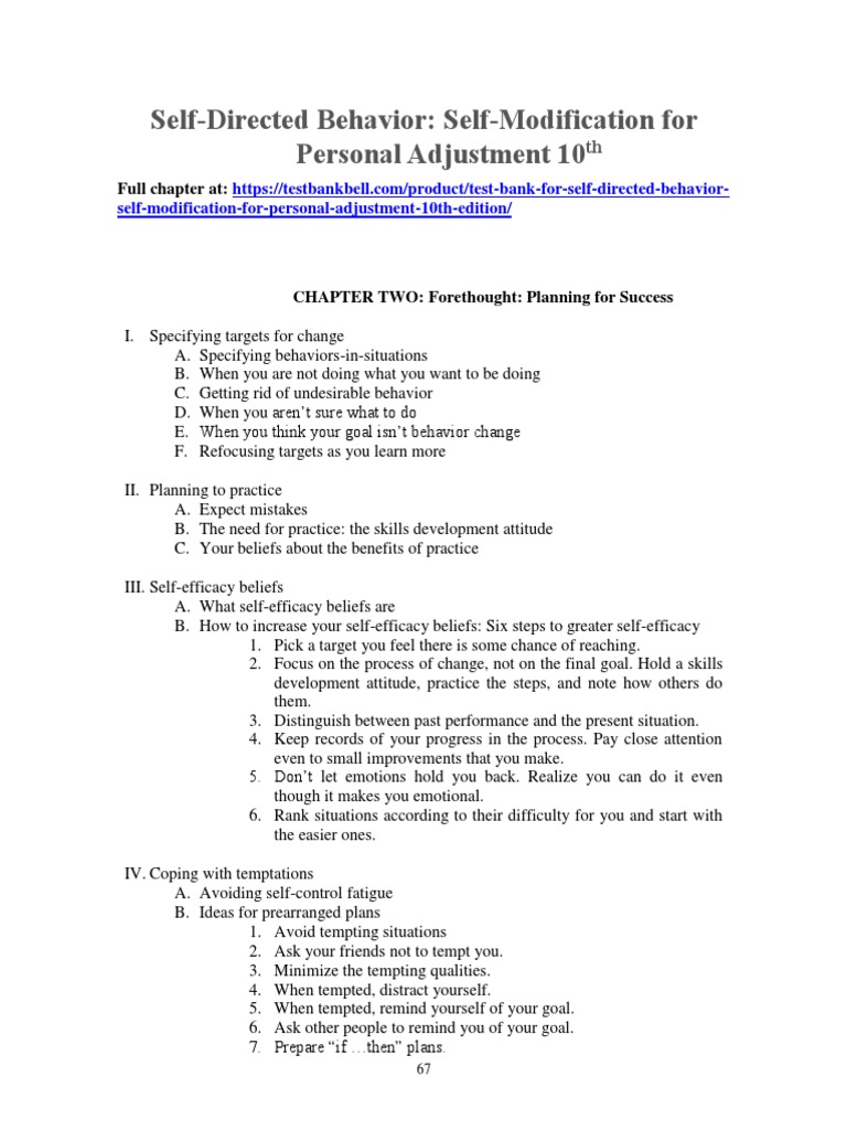 Test Bank For Self Directed Behavior Self Modification For Personal