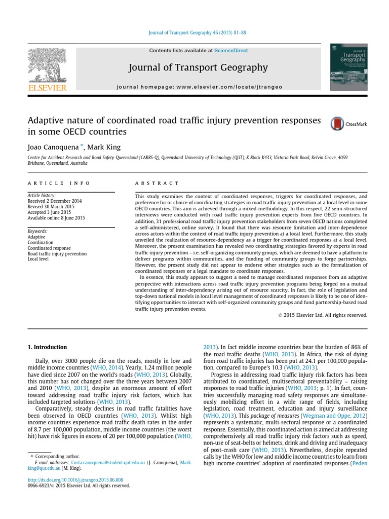 Road Traffic Injury Prevention | PDF | Qualitative Research | Sampling ...