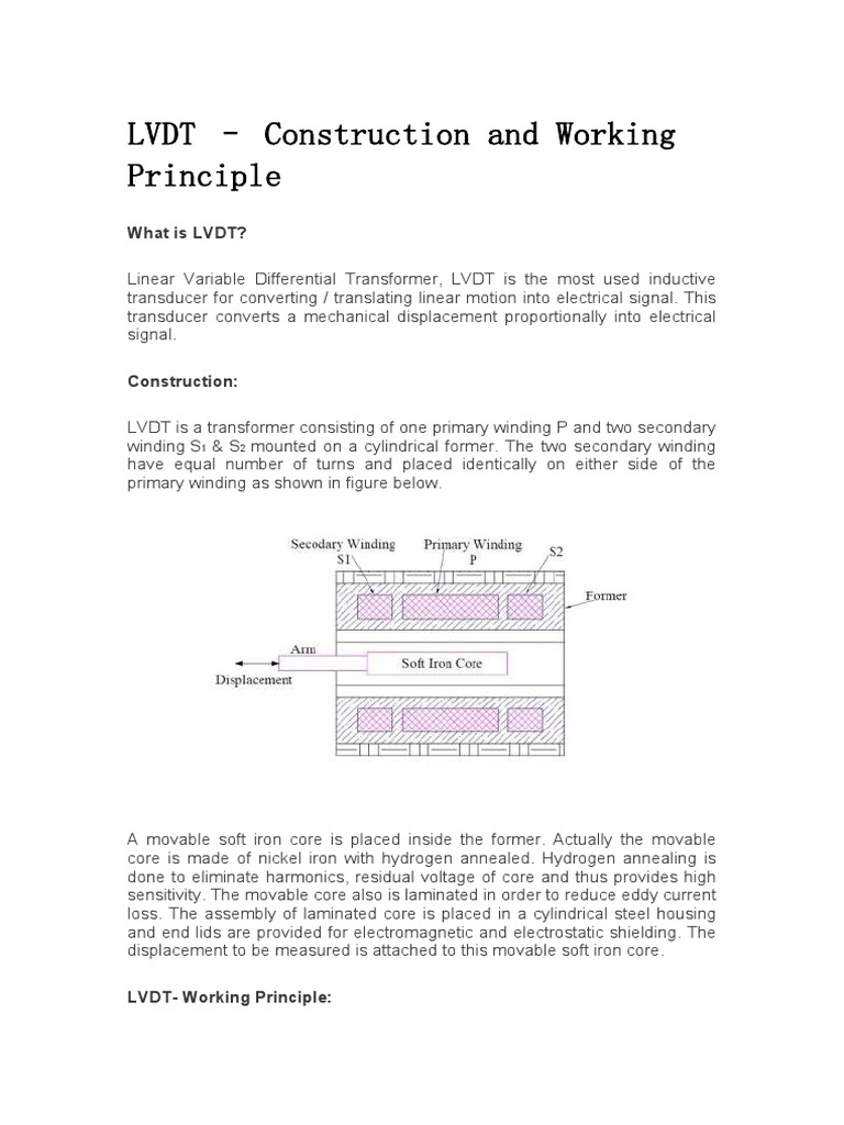 LVDT - Construction and Working Principle | PDF