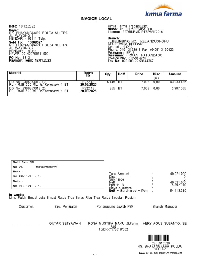 Invoice Local: Bank Bank Bri No. Va: 131064210008527 | PDF | Payments ...