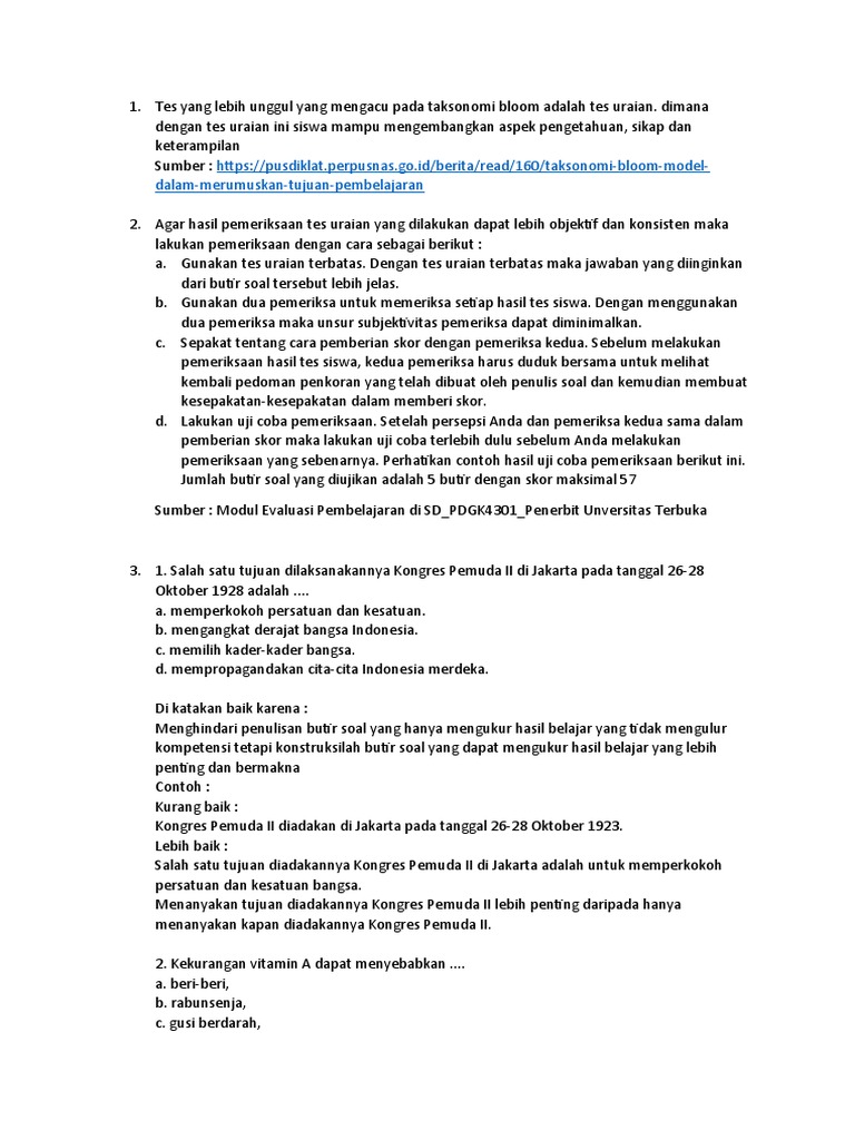 Tugas 1 Evaluasi Pembelajaran Di SD - PDGK4301 | PDF | Karier ...