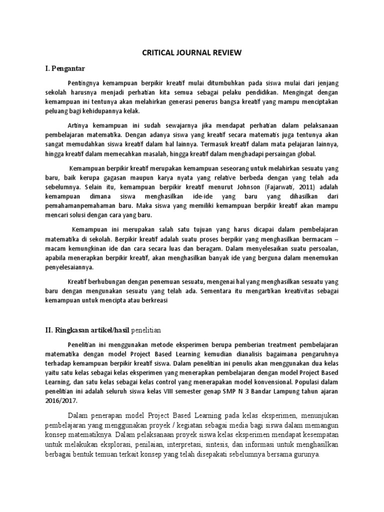 Critical journal review pdf