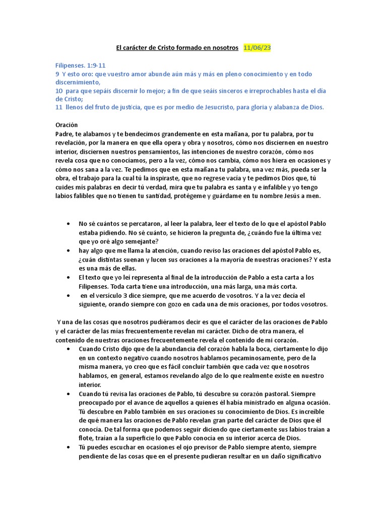 El Carácter de Cristo en Nosotros | PDF | Amor | Oración