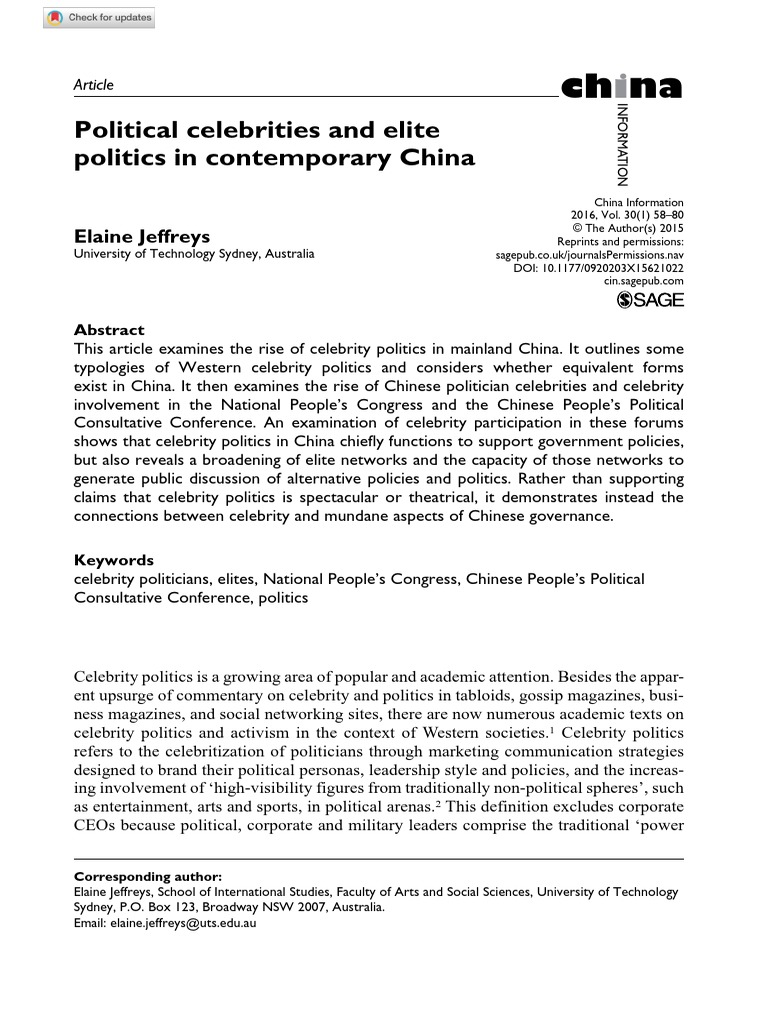 Celebrity Politics in China Today | PDF | China | World Politics