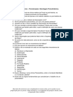 Lista de Exercícios Psicanálise