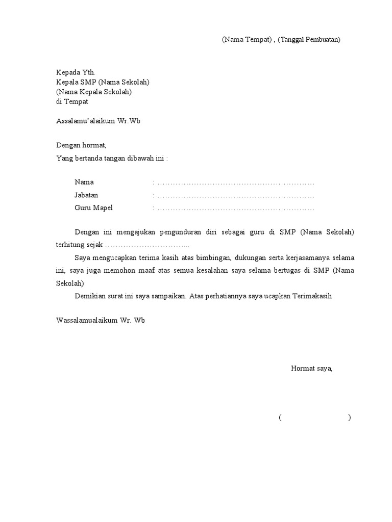 Surat Pengunduran Diri | PDF