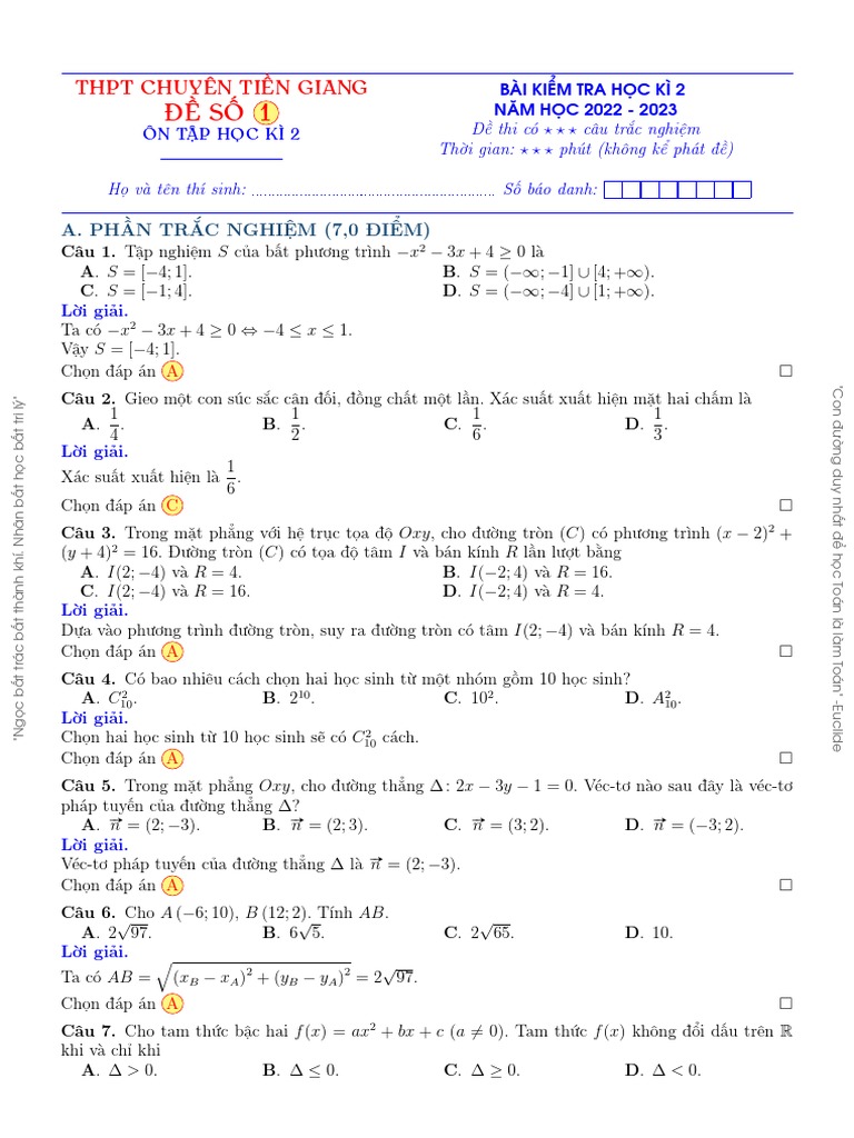 Dap An de 01 | PDF