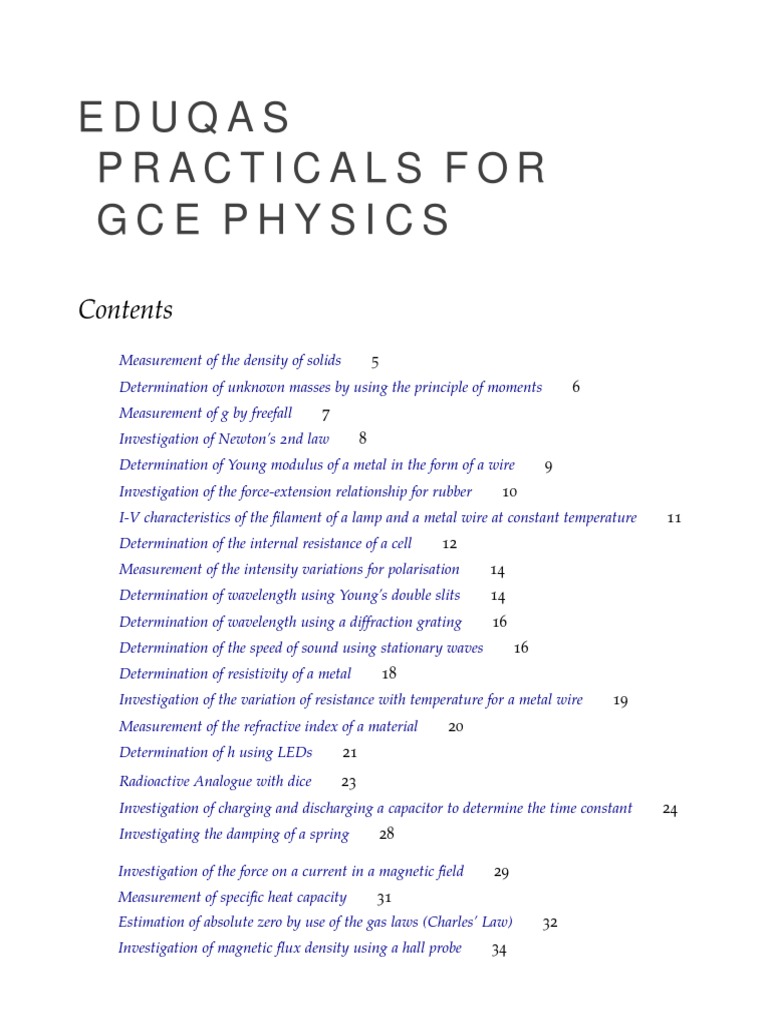 Eduqas A Level Physics Practical Guide | PDF | Science & Mathematics