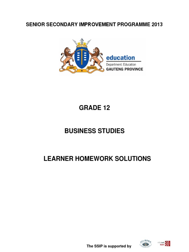 Grade 12 Business Studies Homework Solutions | PDF | Affirmative Action ...