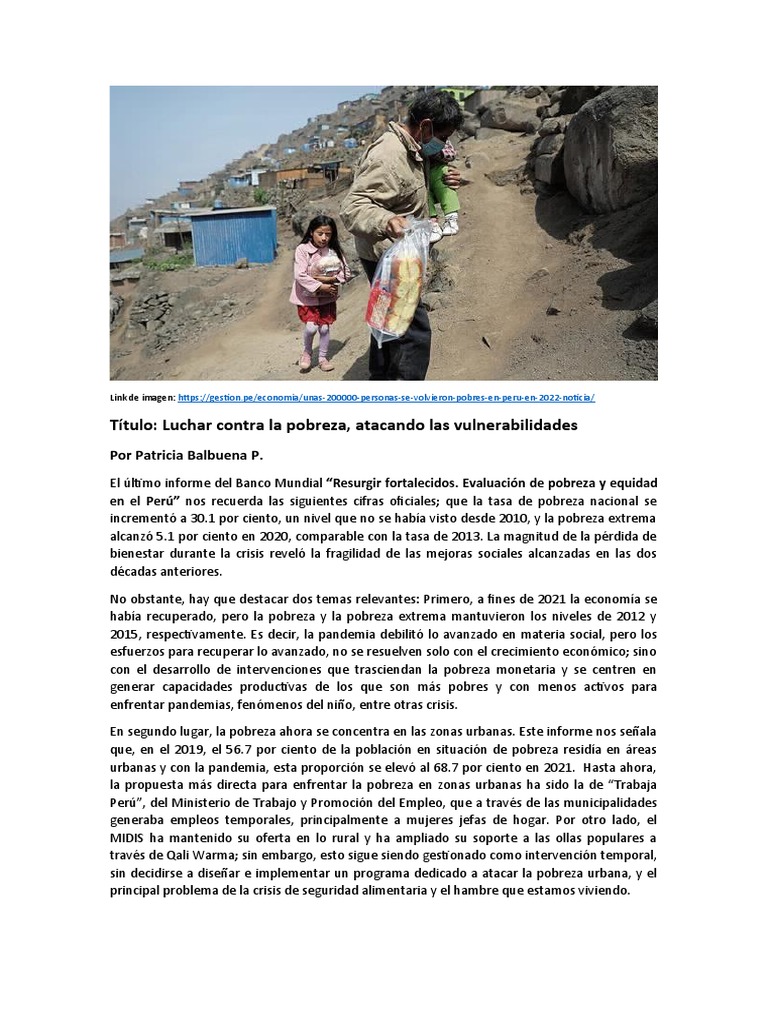 Luchar Contra La Pobreza | PDF | Pobreza | Pobreza e indigencia