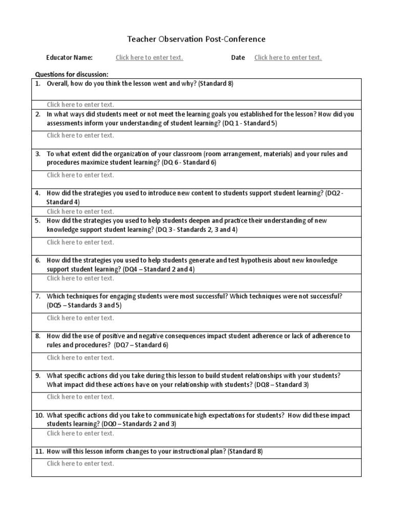 Teacher Observation Post Conference | PDF | Learning | Teachers