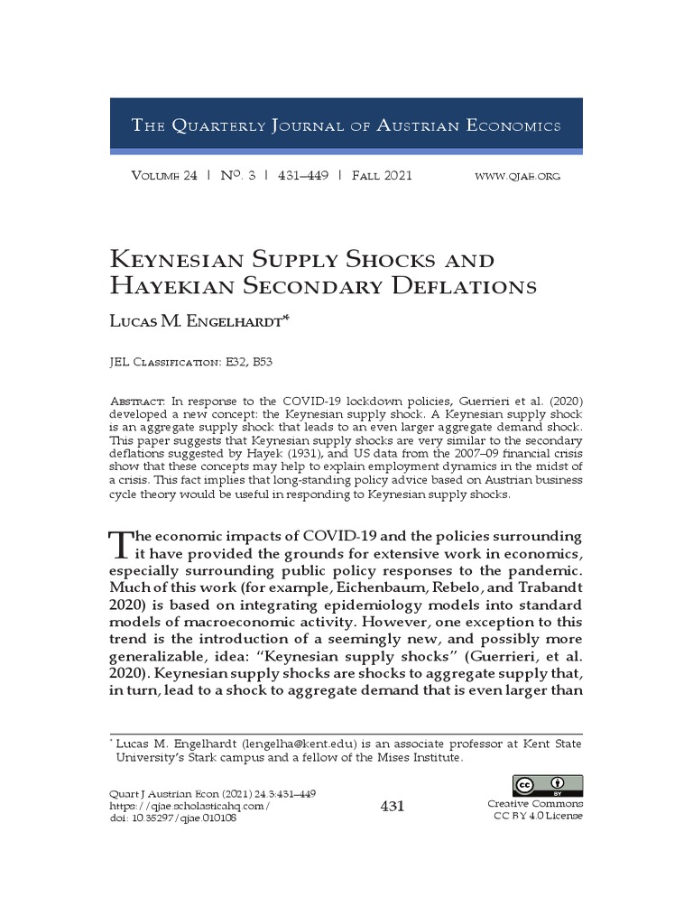 Keynesian Supply Shocks PDF Business Cycle Keynesian Economics