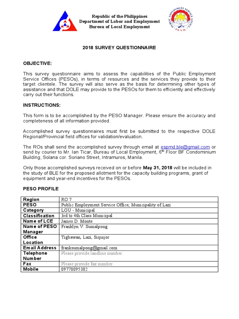 PESO Capability Assessment Survey 2018 | PDF | Software | Operating System