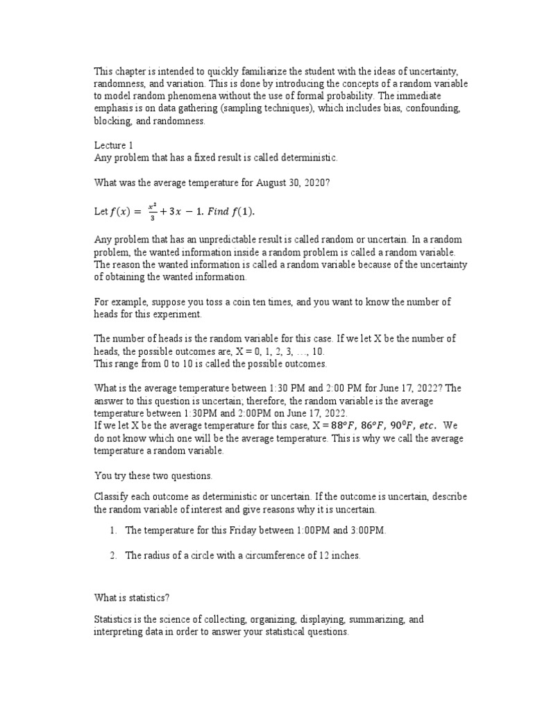 Chapter 1 - Math 63 | PDF | Level Of Measurement | Sampling (Statistics)