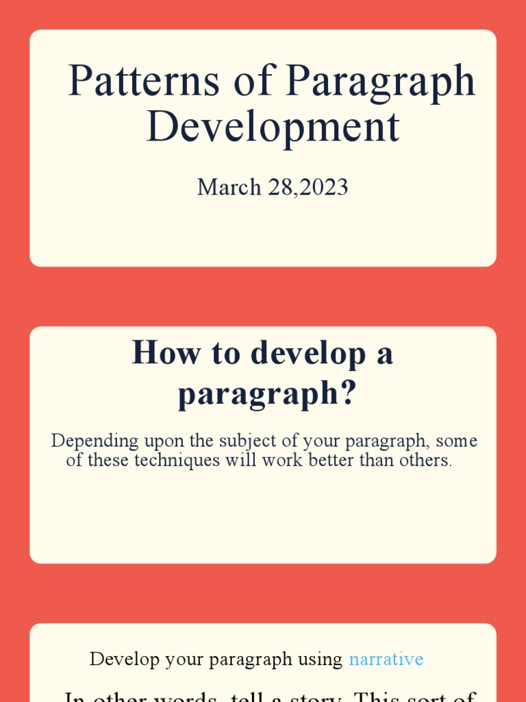 R W March 28 Patterns of Paragraph Development March 282023 | PDF ...