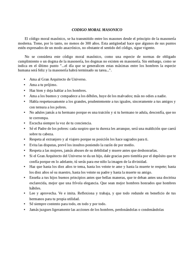 Codigo Moral Masonico PDF