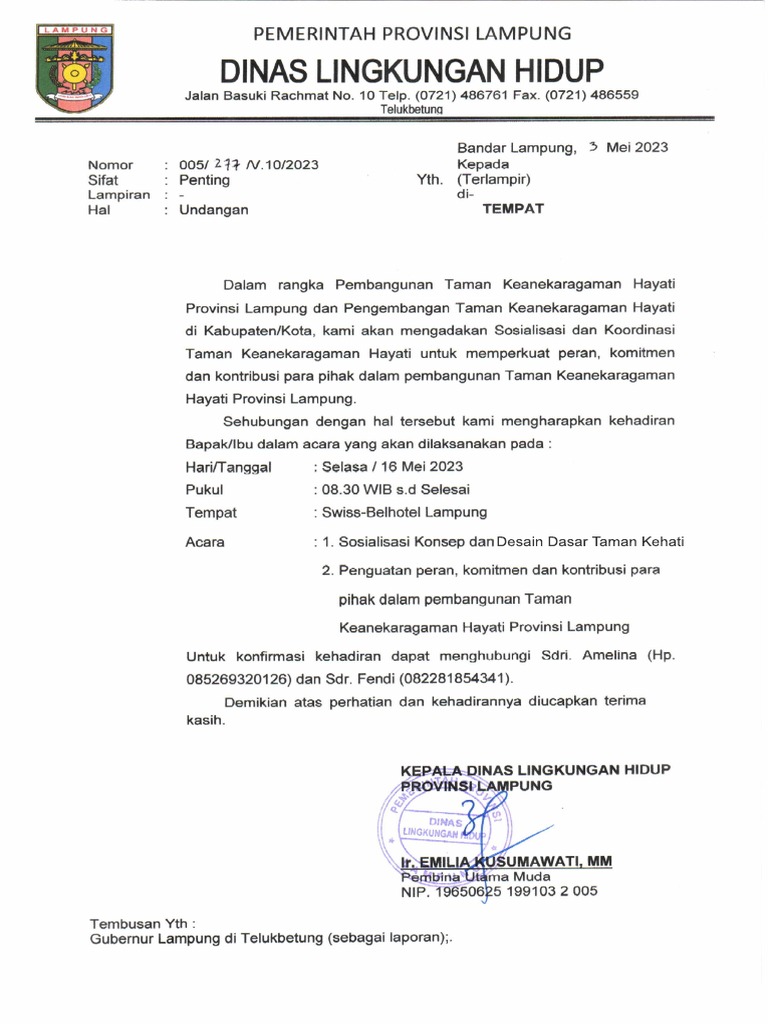 Undangan - Rapat Taman Kehati-1 | PDF