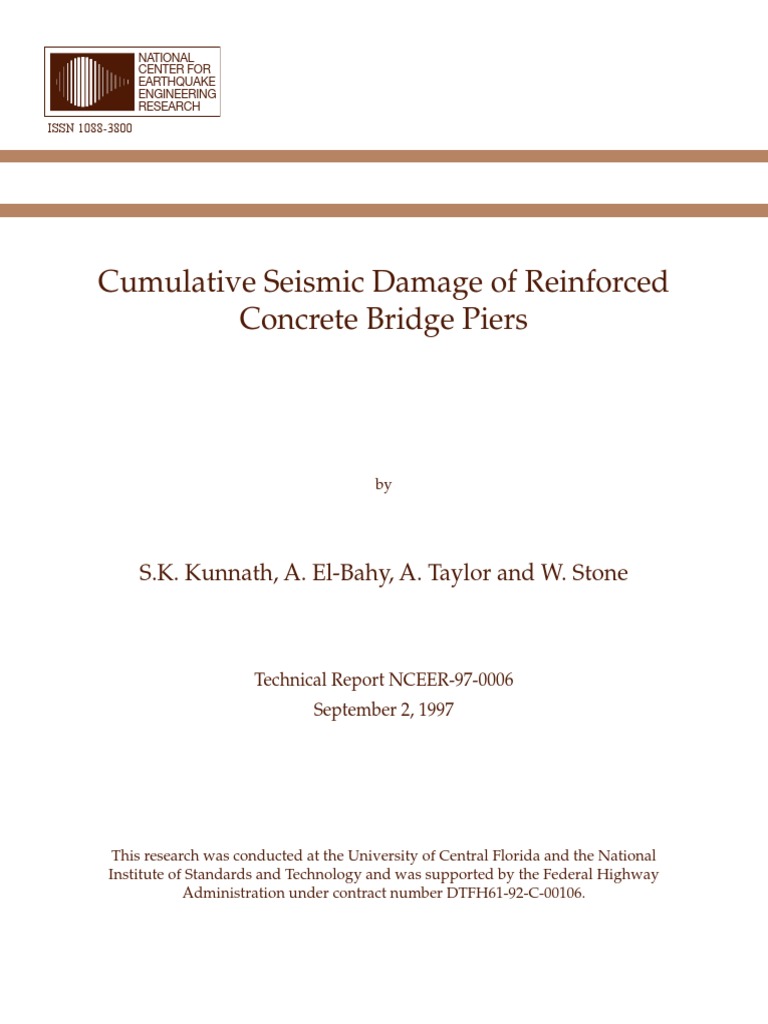 Cumulative Seismic Damage of Reinforced Concrete Bridge Piers 97-0006 | PDF