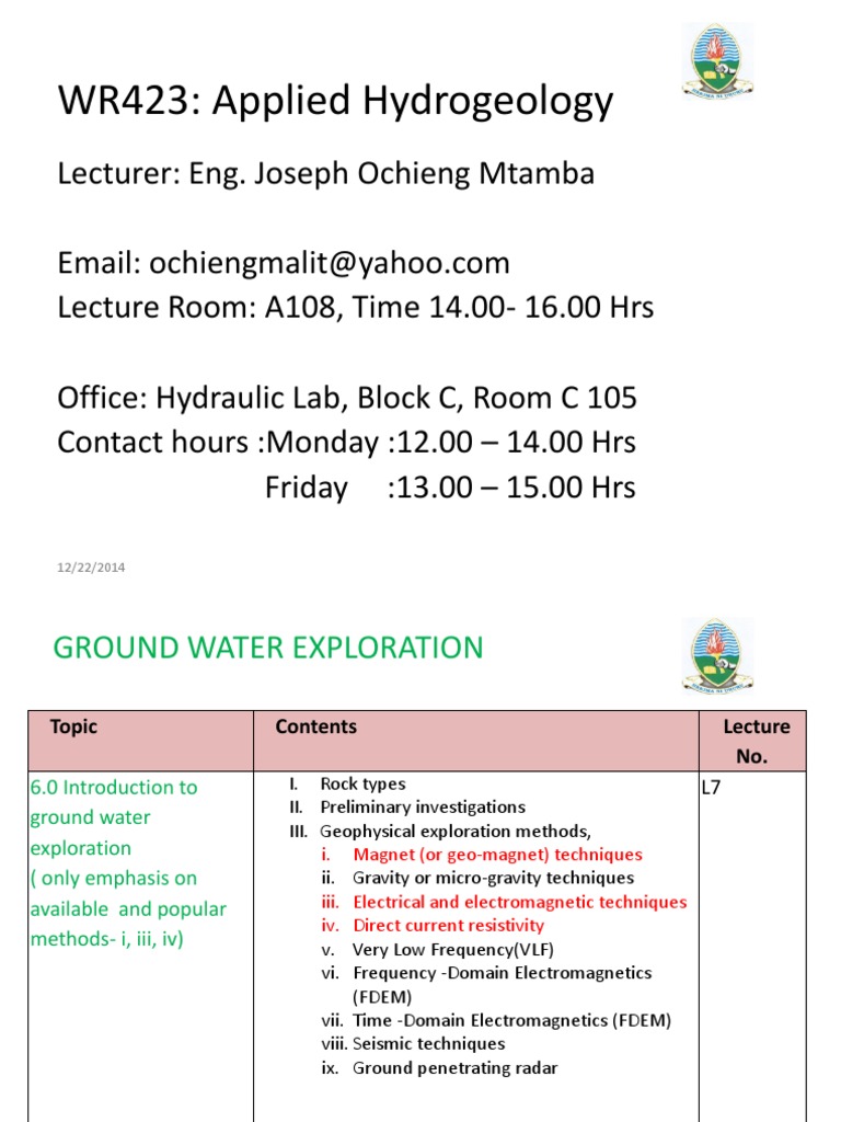 Lecture 6 Ground Water Investigations Download Free Pdf Aquifer