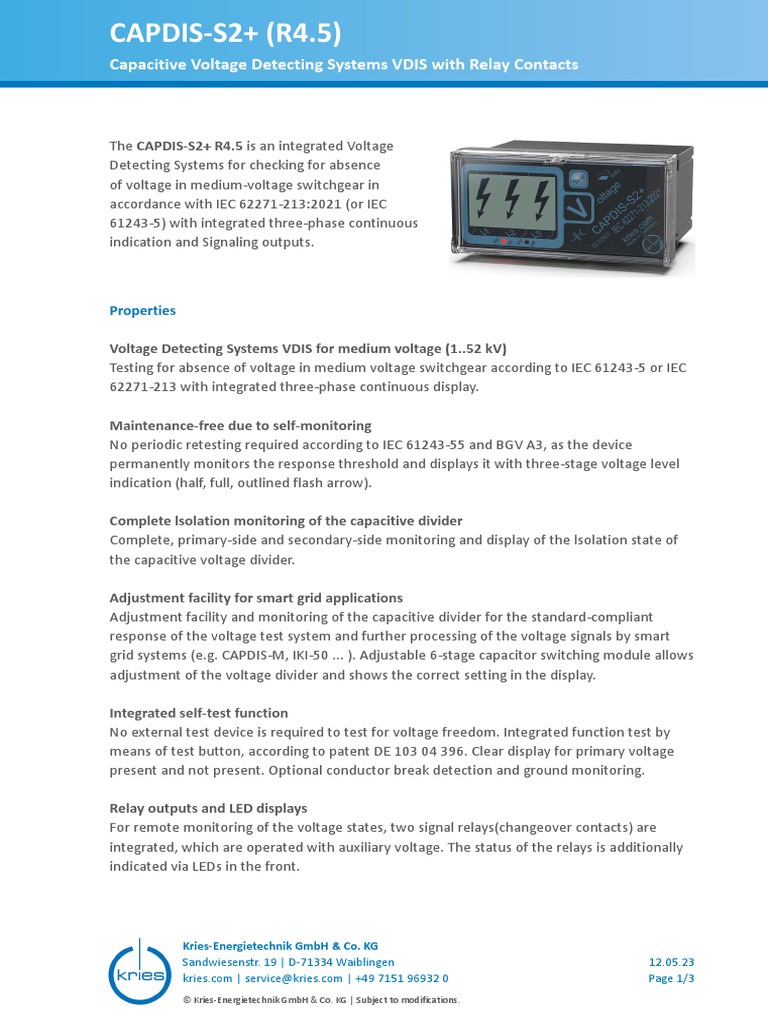 CAPDIS-S2+ R4.5 Voltage Detection System | PDF