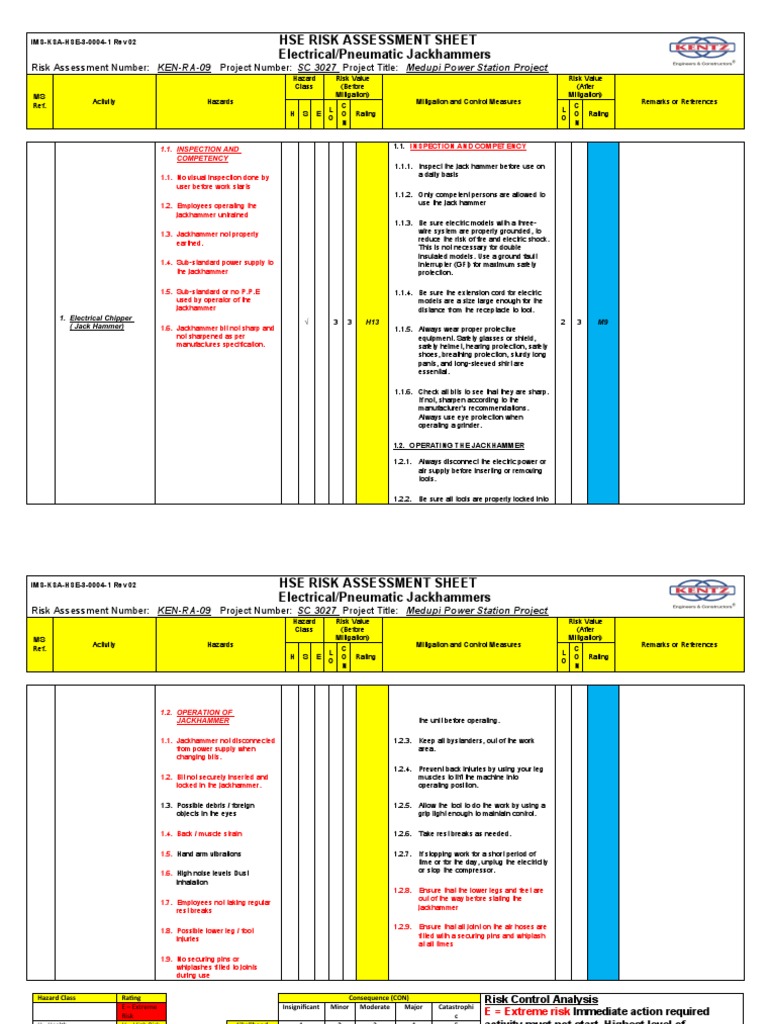 9 Electrical Jack Hammer PDF Risk Safety