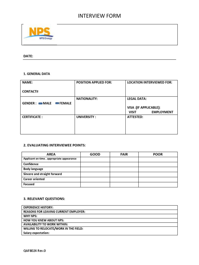 Comprehensive Interview Evaluation Form | PDF | Leadership | Interview