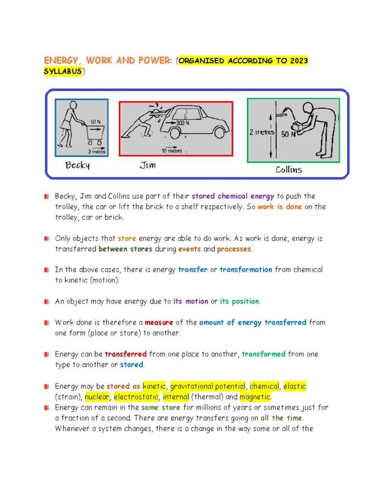Work, Energy and Power Notes | PDF | Technology & Engineering