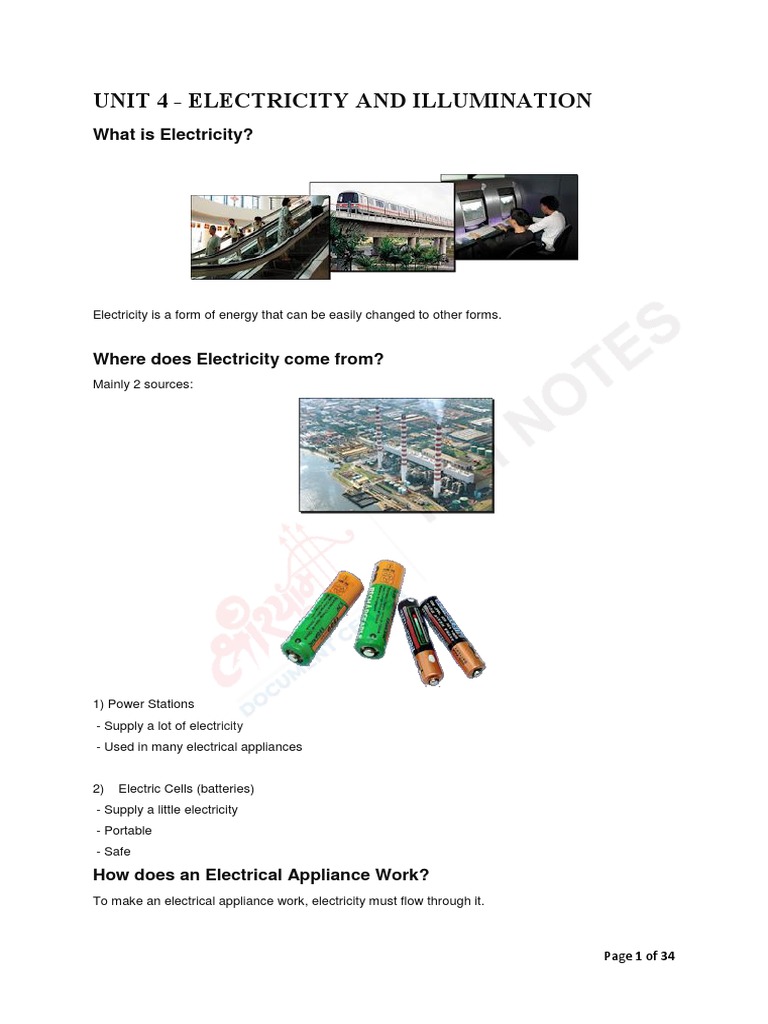 Unit 4 Electricity PDF Incandescent Light Bulb Fuse (Electrical)