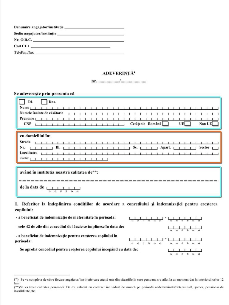 Adeverinta Indemnizatie Crestere Copil PDF