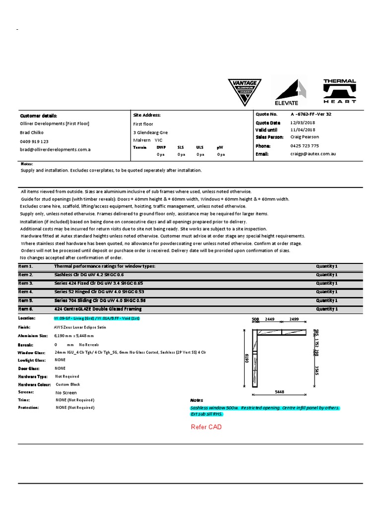 Window Installation Quote Details | PDF | Window | Manufactured Goods