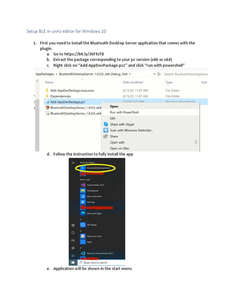 Setup BLE in Unity for Windows 10 | PDF