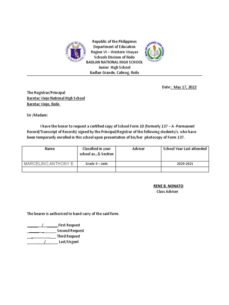 Request Form PDF