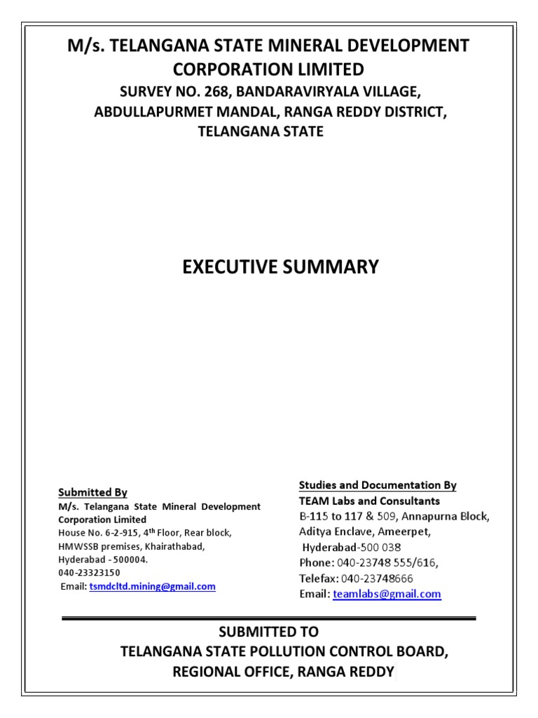 Mining Project EIA Summary | PDF | Mining | Environmental Impact Assessment