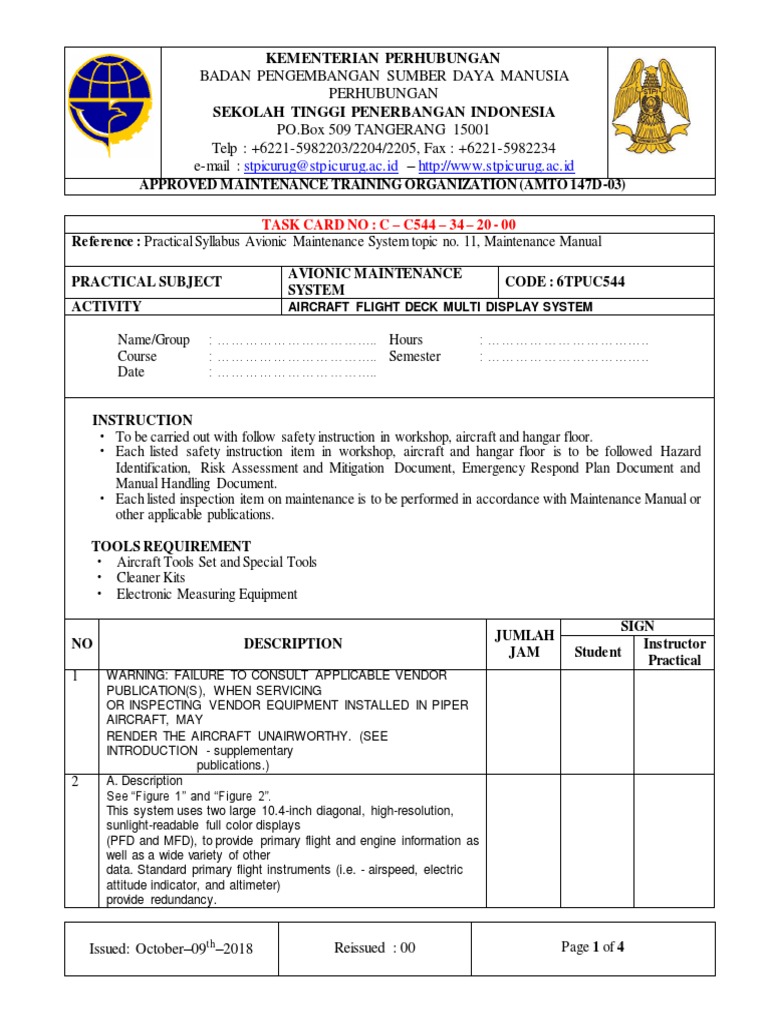 Avionic Maintenance Training Task Card | PDF | Equipment | Measuring ...