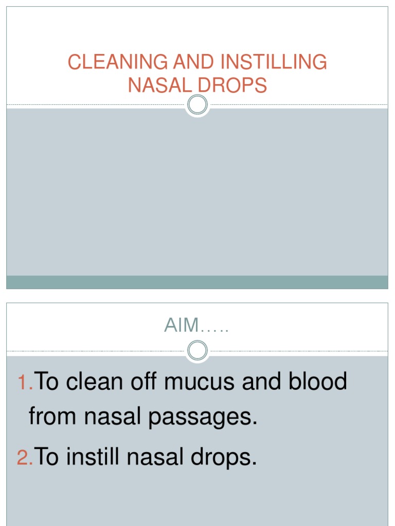 Cleaning and Instilling Nasal Drops PDF Human Nose Saline (Medicine)