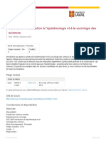 Introduction aux grands courants de l'épistémologie et de la sociologie des sciences du dernier siècle et prolongement de