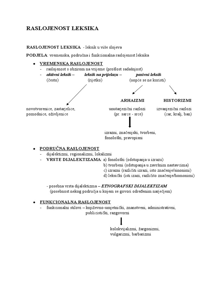 Raslojenost Leksika Ponavljanje | PDF