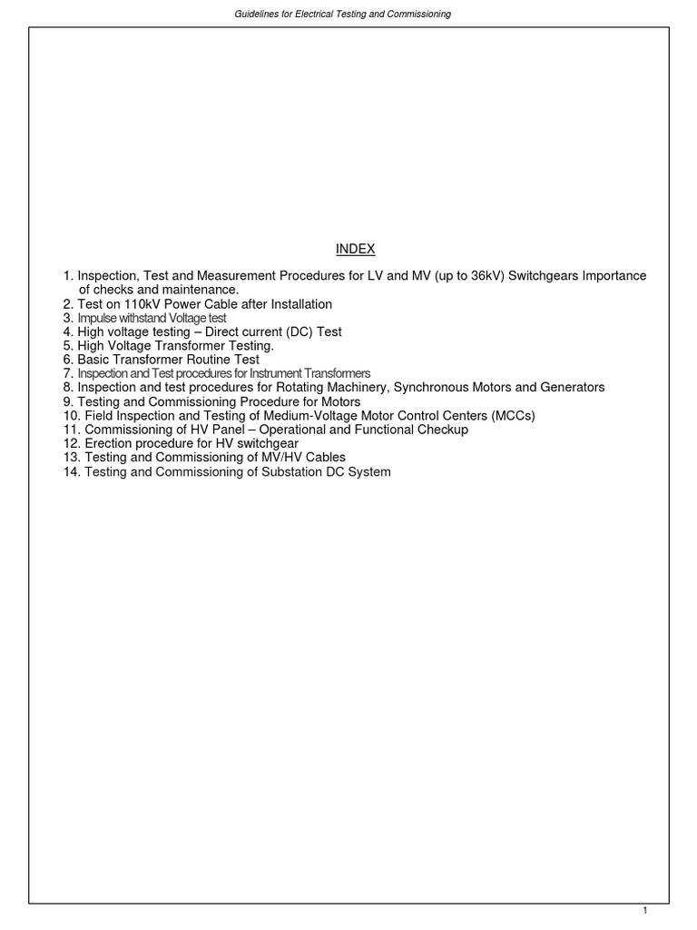 Electrical Testing & Commissioning Guidelines | PDF | Transformer ...