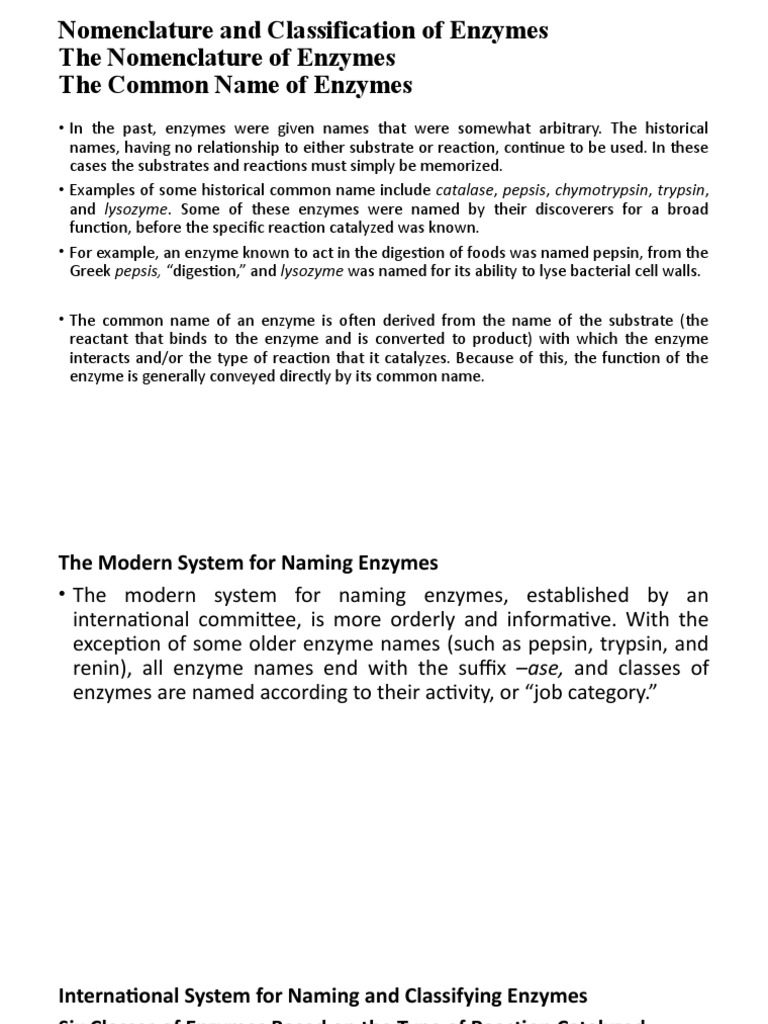 Enzyme Nomenclature and Classification Guide | PDF | Enzyme | Catalysts