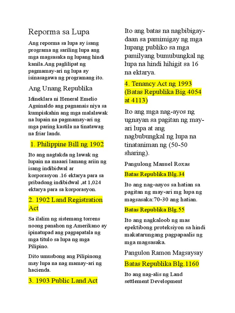 Reporma sa Lupa PDF