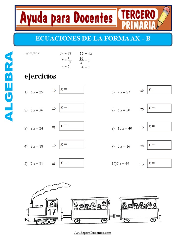 Ejercicios de Ecuaciones para 3er Grado | PDF